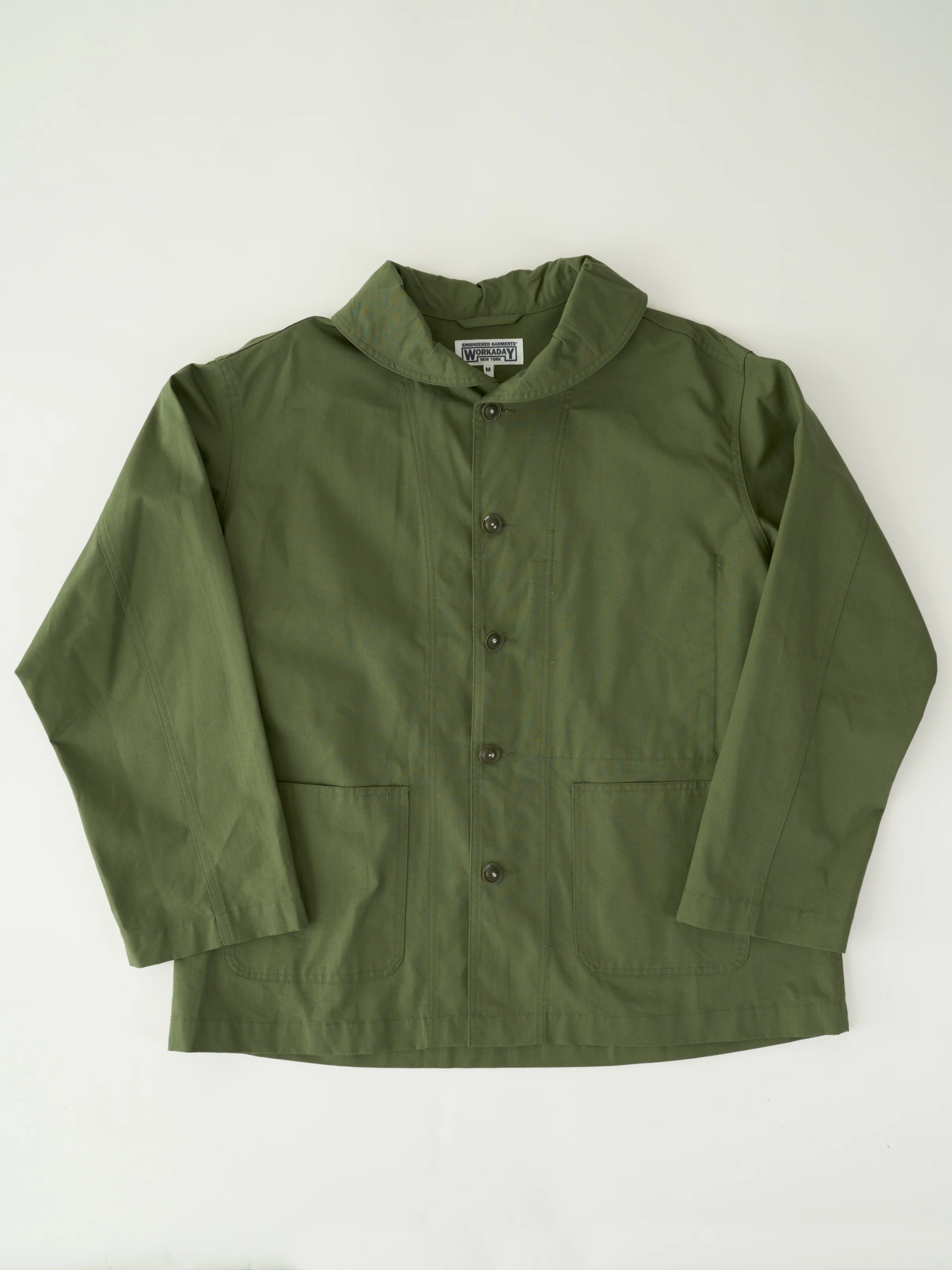 Shawl Collar Jacket - Olive Cotton Ripstop