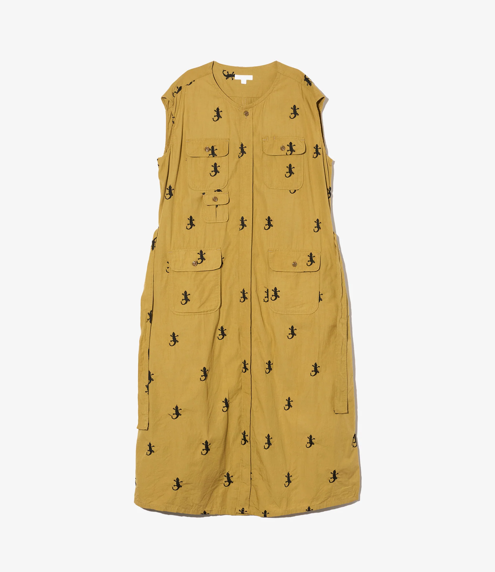 Bush Dress - Khaki Gecko Embroidery