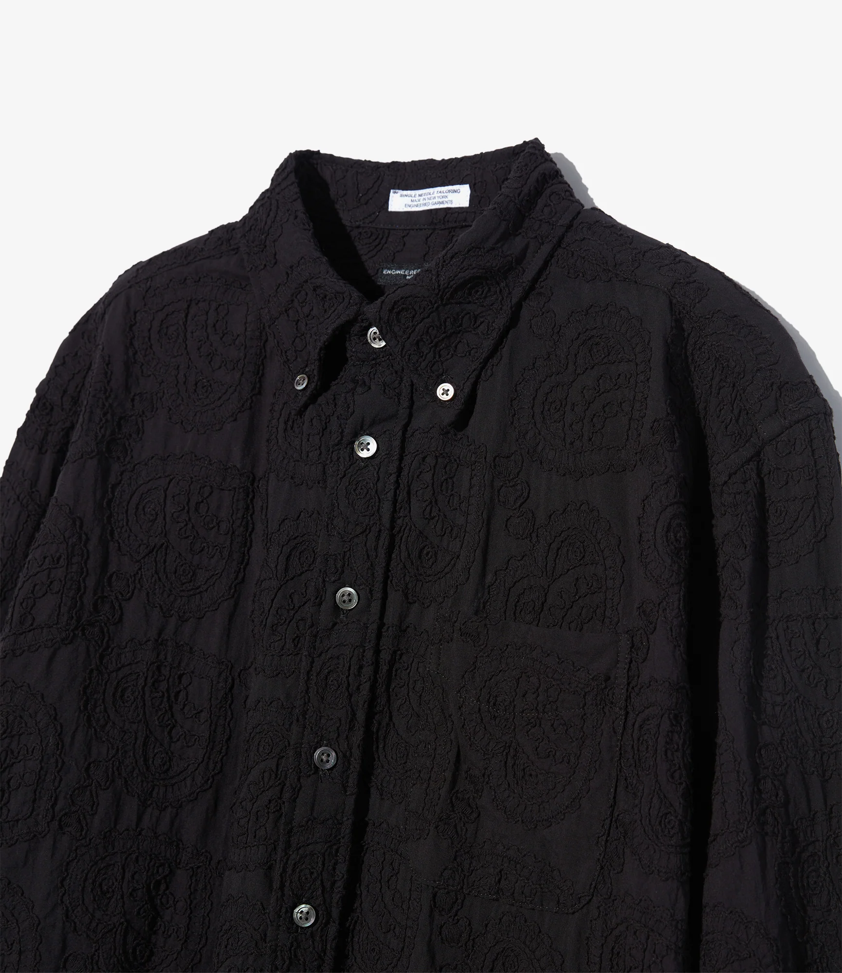 19th Century BD Shirt - Black Cotton Paisley Embroidery - Image 3