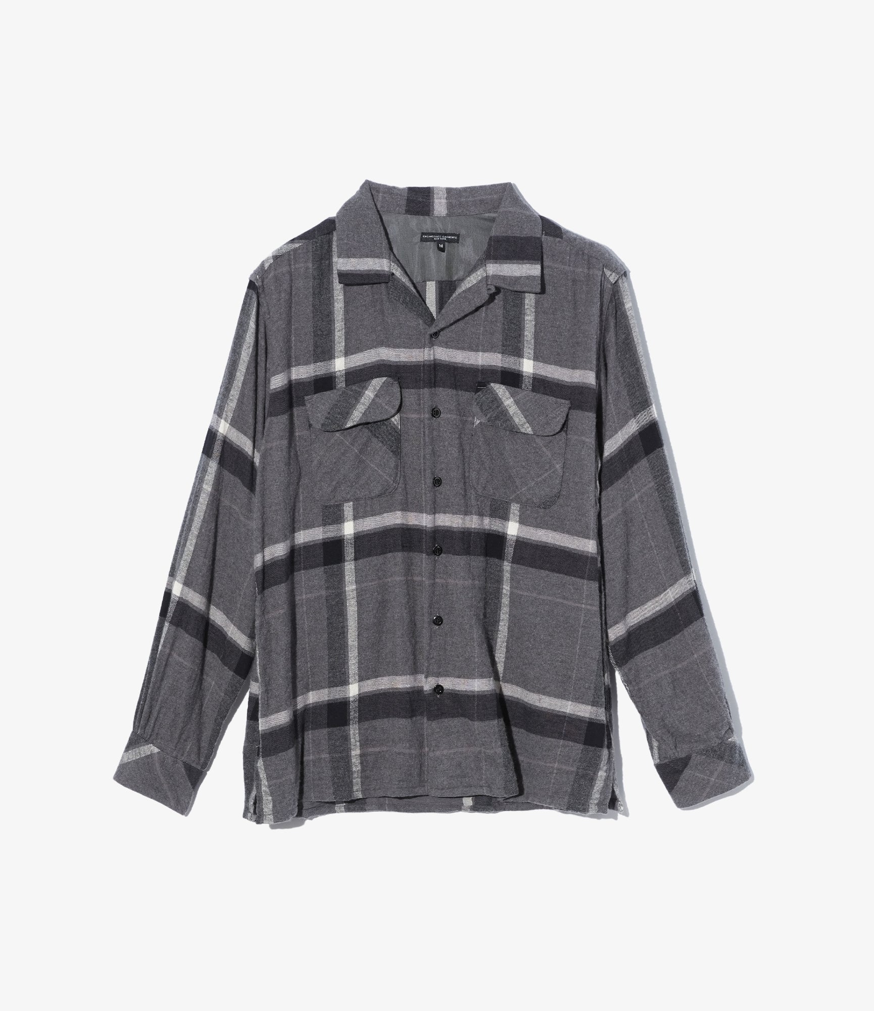 Classic Shirt - Grey/Black Cotton Brushed Big Plaid