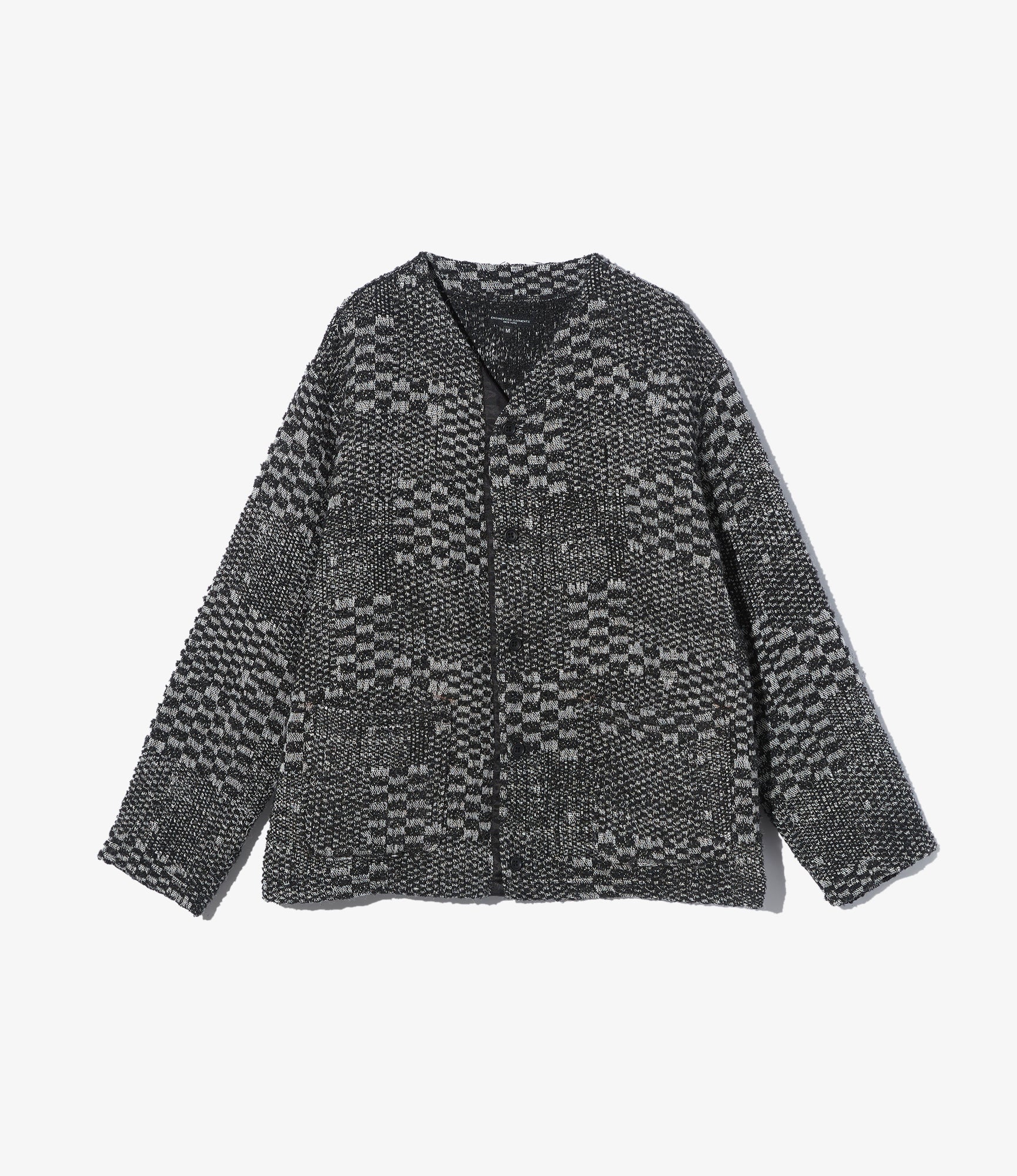 Knit Cardigan - Black/White Pattern Block Jq.