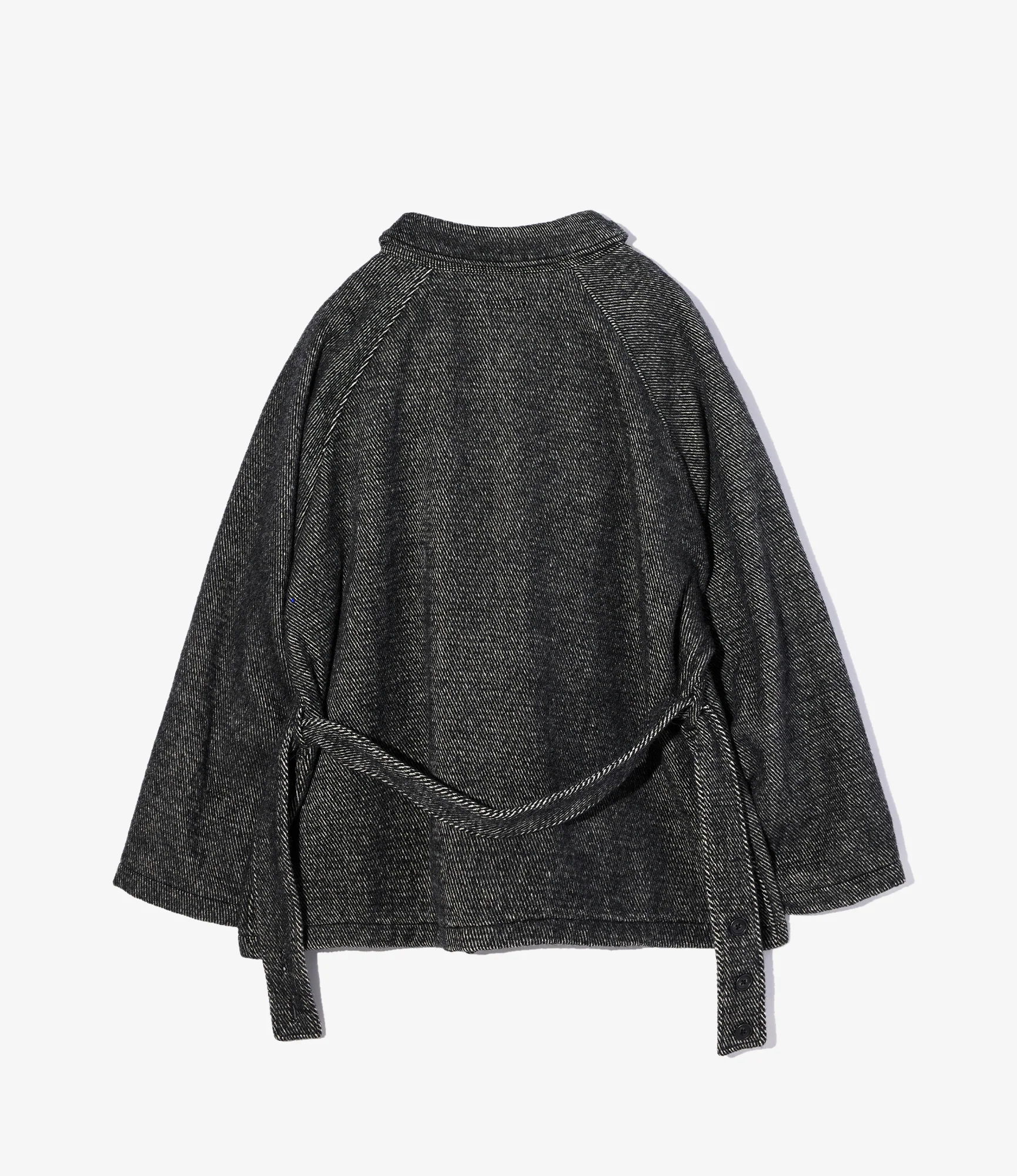 Smoking Jacket - Black Wool Shaggy Twill - Image 2