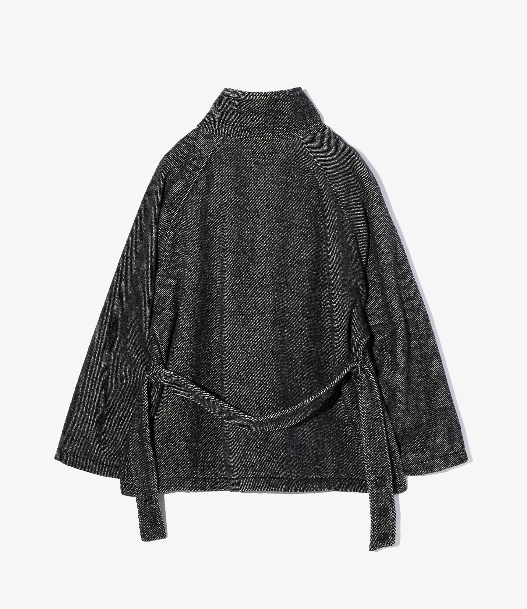 Smoking Jacket - Black Wool Shaggy Twill - Image 4