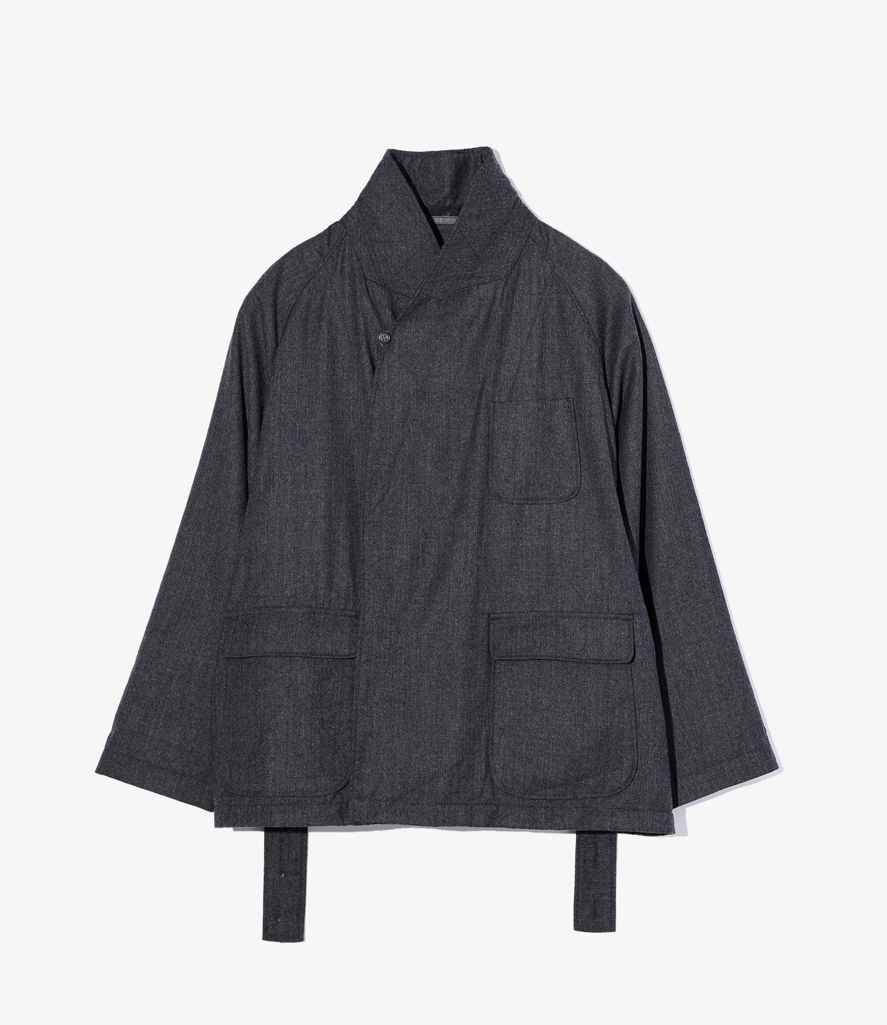 Smoking Jacket - Charcoal High Count Worsted Wool - Image 3