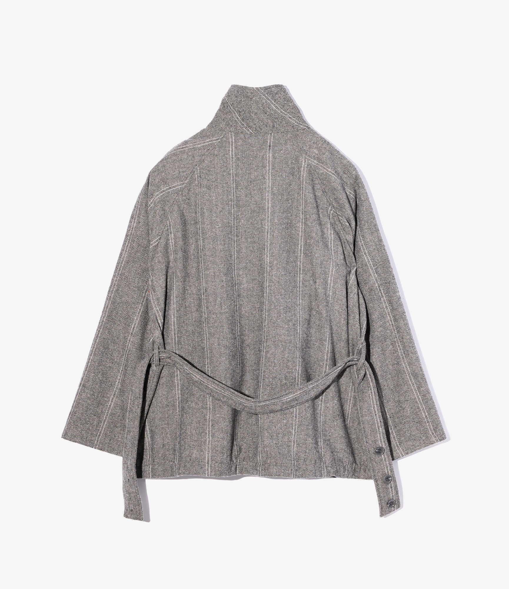 Smoking Jacket - Lt. Grey Wool Striped HB - Image 4