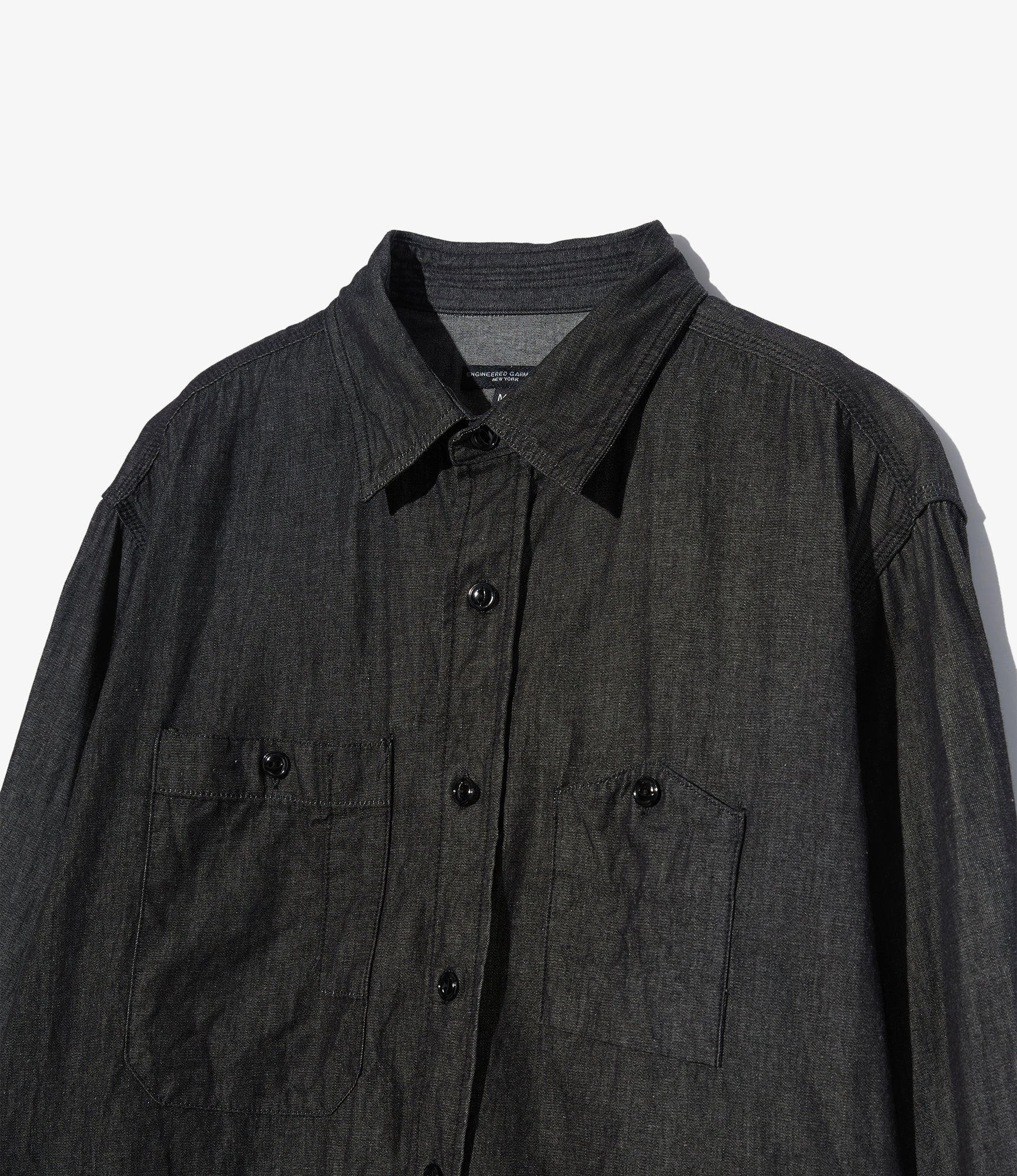 Work Shirt - Black Cotton Denim Shirting - Image 3