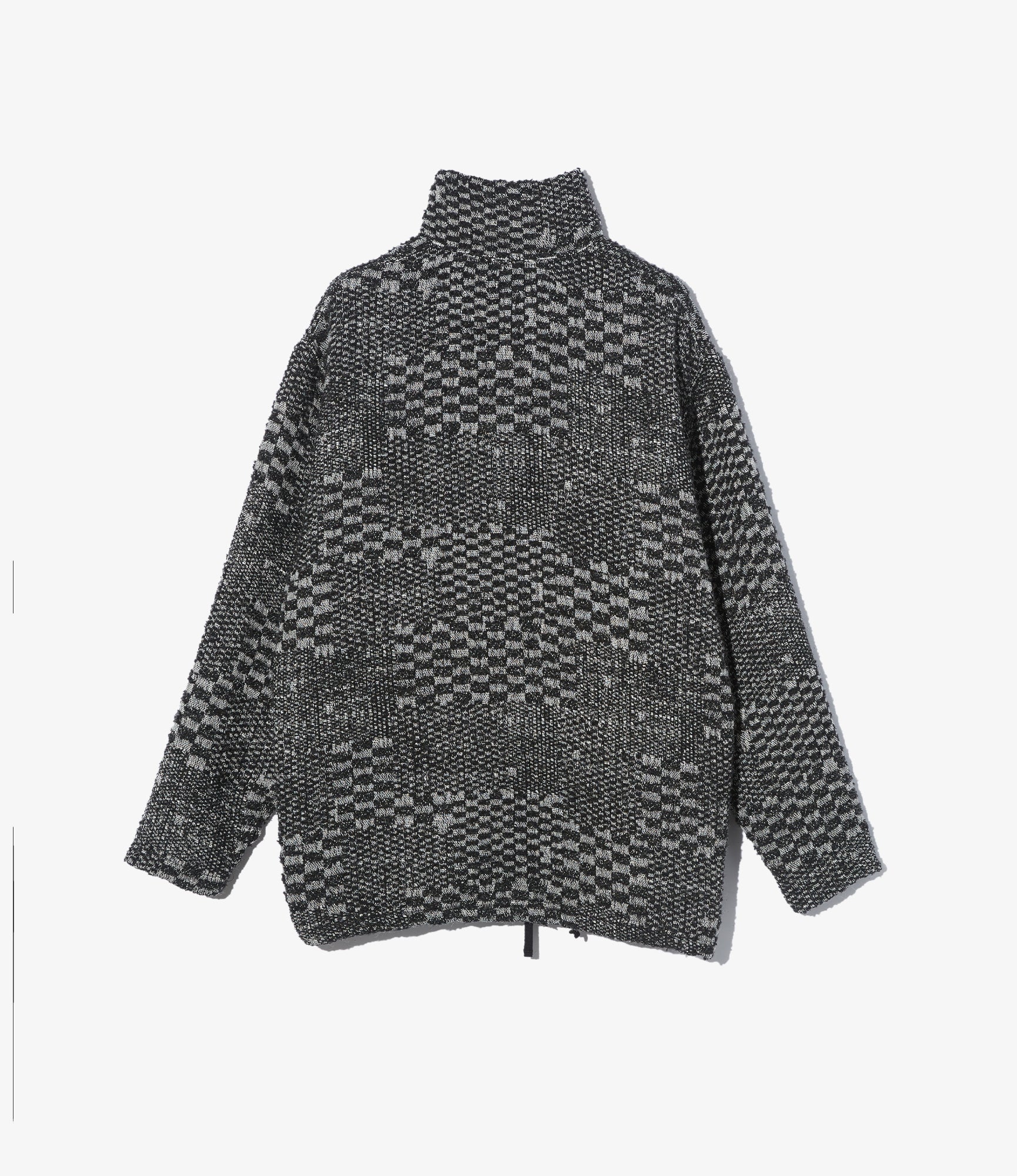 Zip Mock Neck - Black/White Pattern Block Jq. - Image 2