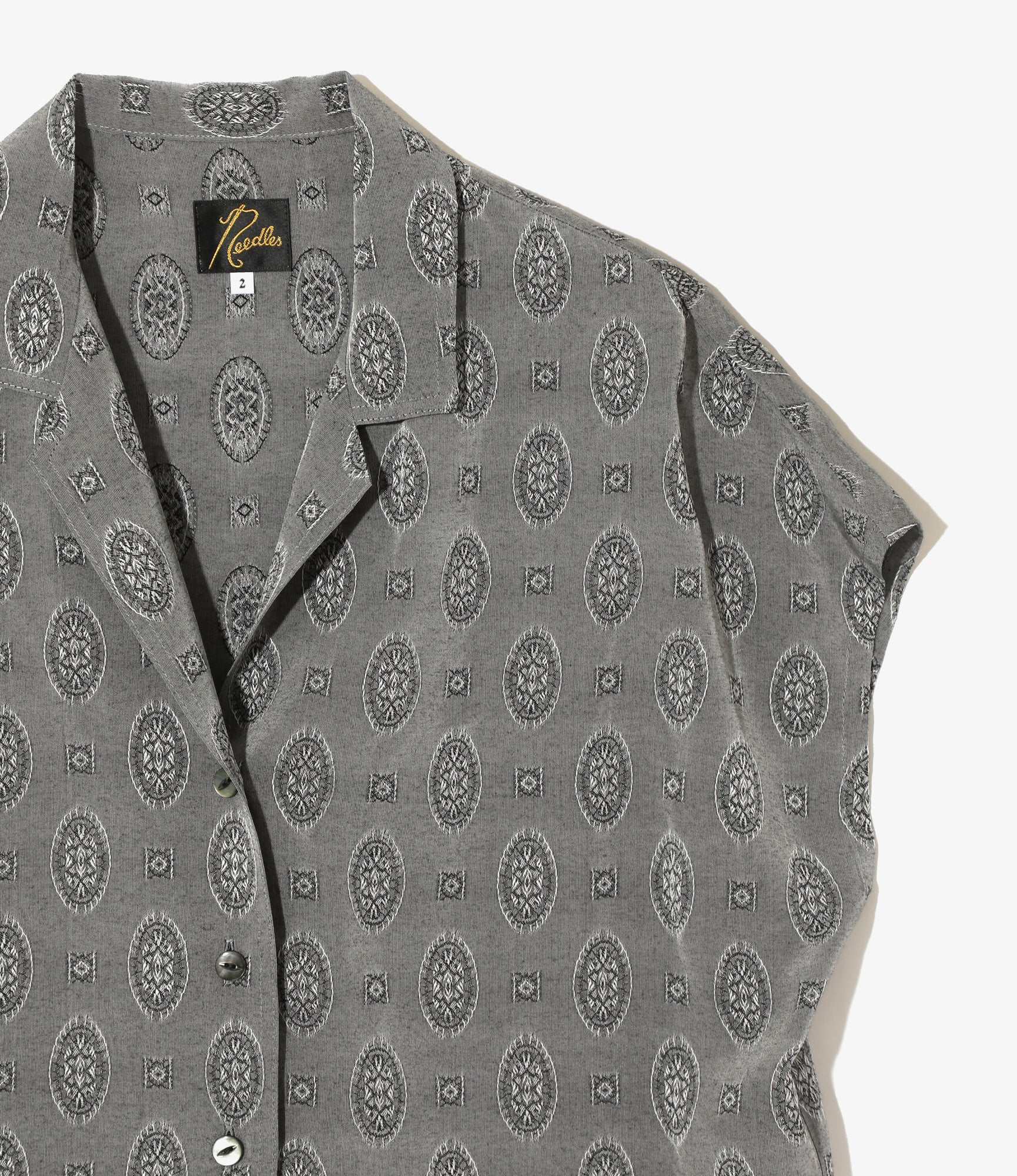 French Sleeve Blouse - Grey - Fine Pattern Jacquard - Image 2