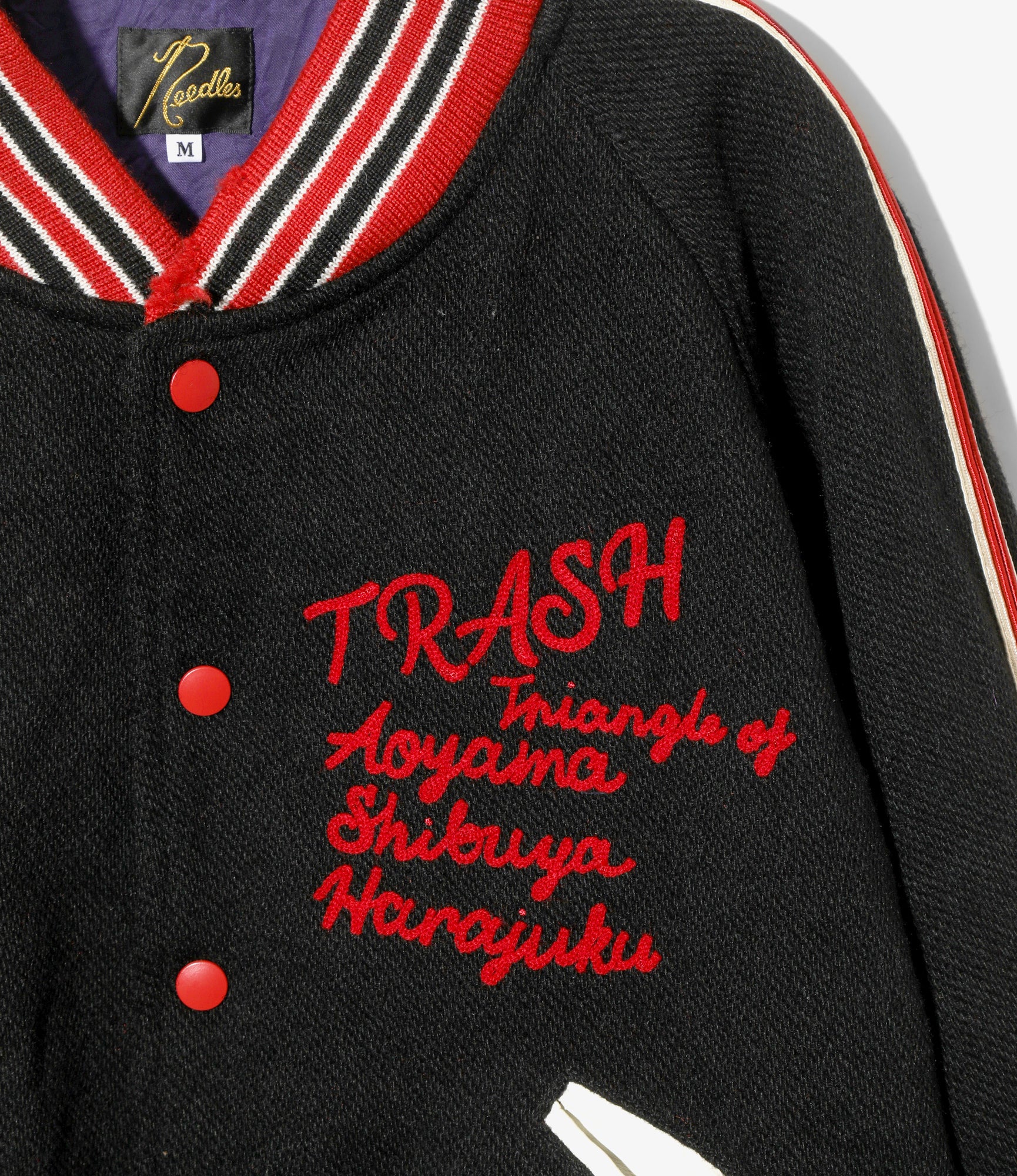 Deconstructed Lettered Jacket - Black - Wool Melton - Image 2