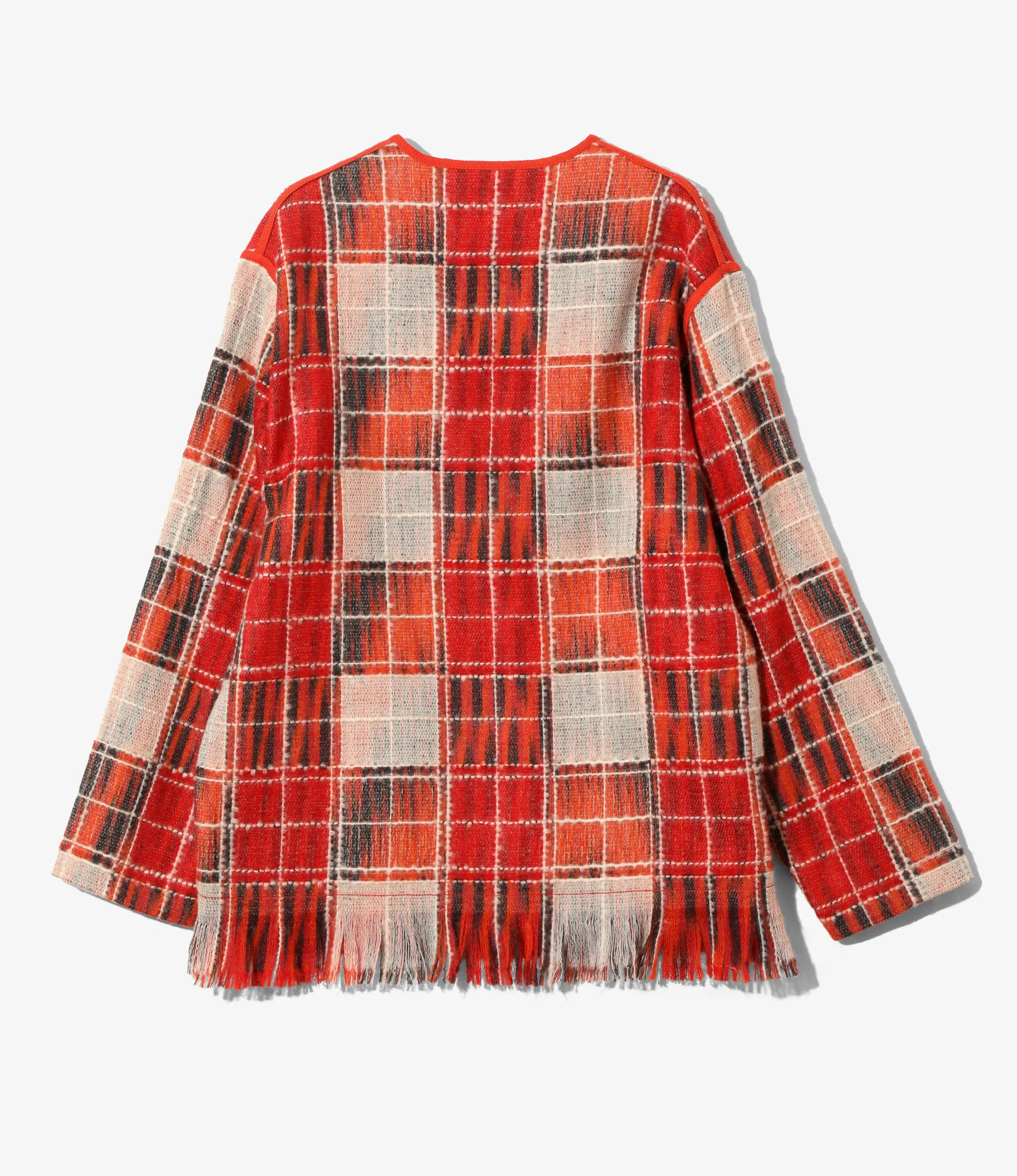 Fringe Cardigan - Red - Wool Plaid - Image 4