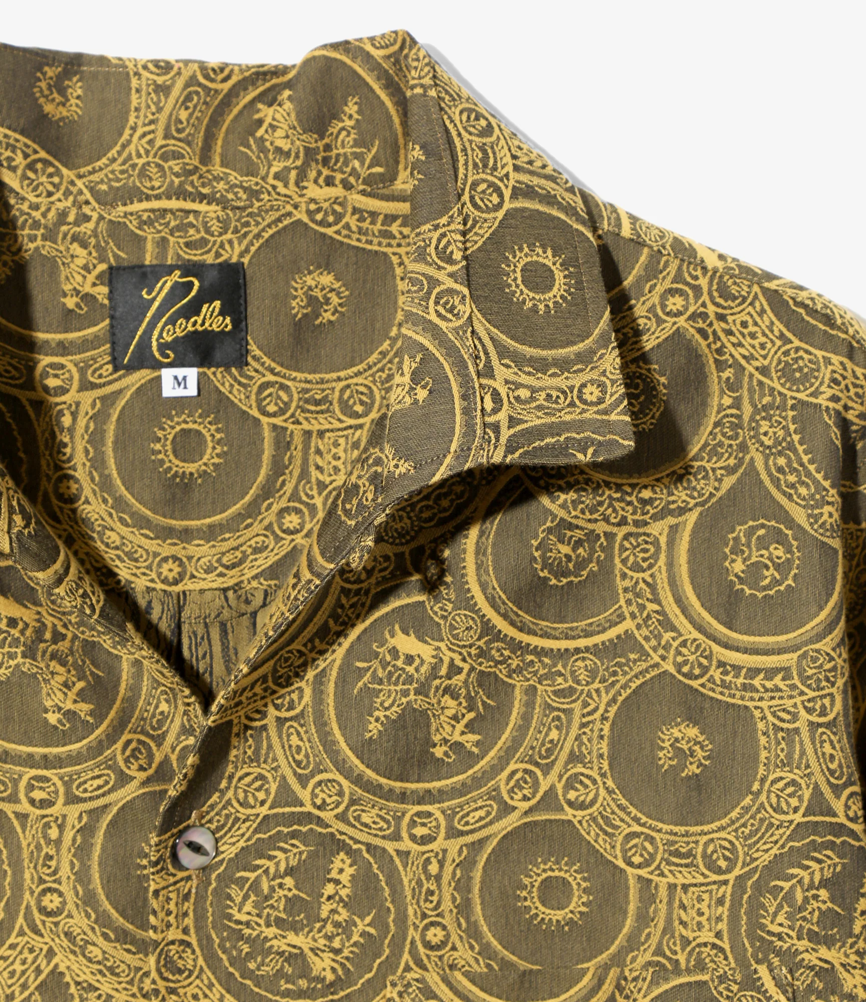 Italian Collar Shirt - Yellow - Ornament Jacquard - Image 2