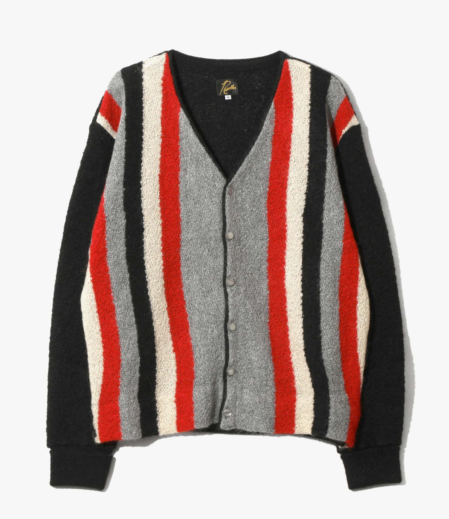 Knit Cardigan - Black - Crepe Weave Stripe