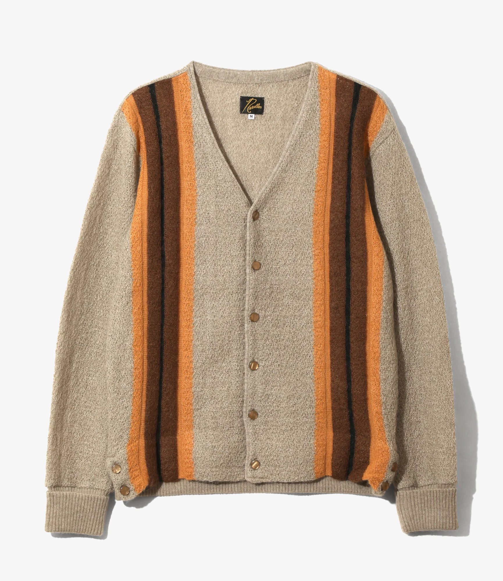 Knit Cardigan - Taupe - Crepe Weave Stripe