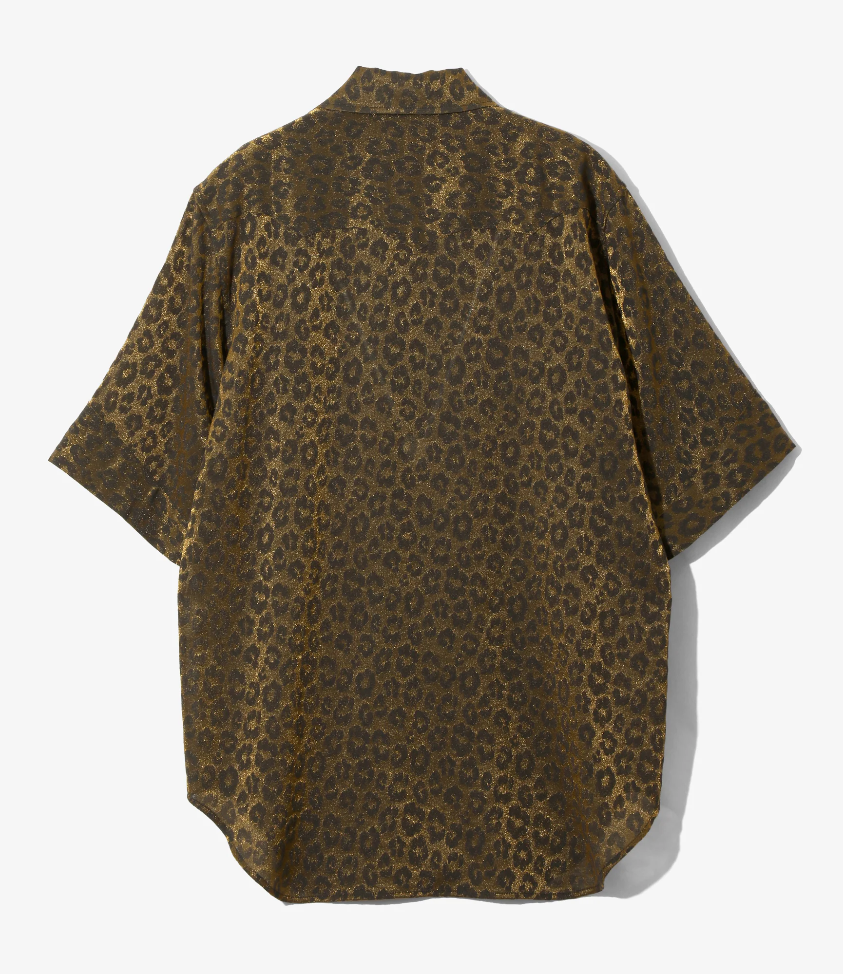 S/S Western Shirt - Gold - Rayon Leopard Jacquard - Image 3