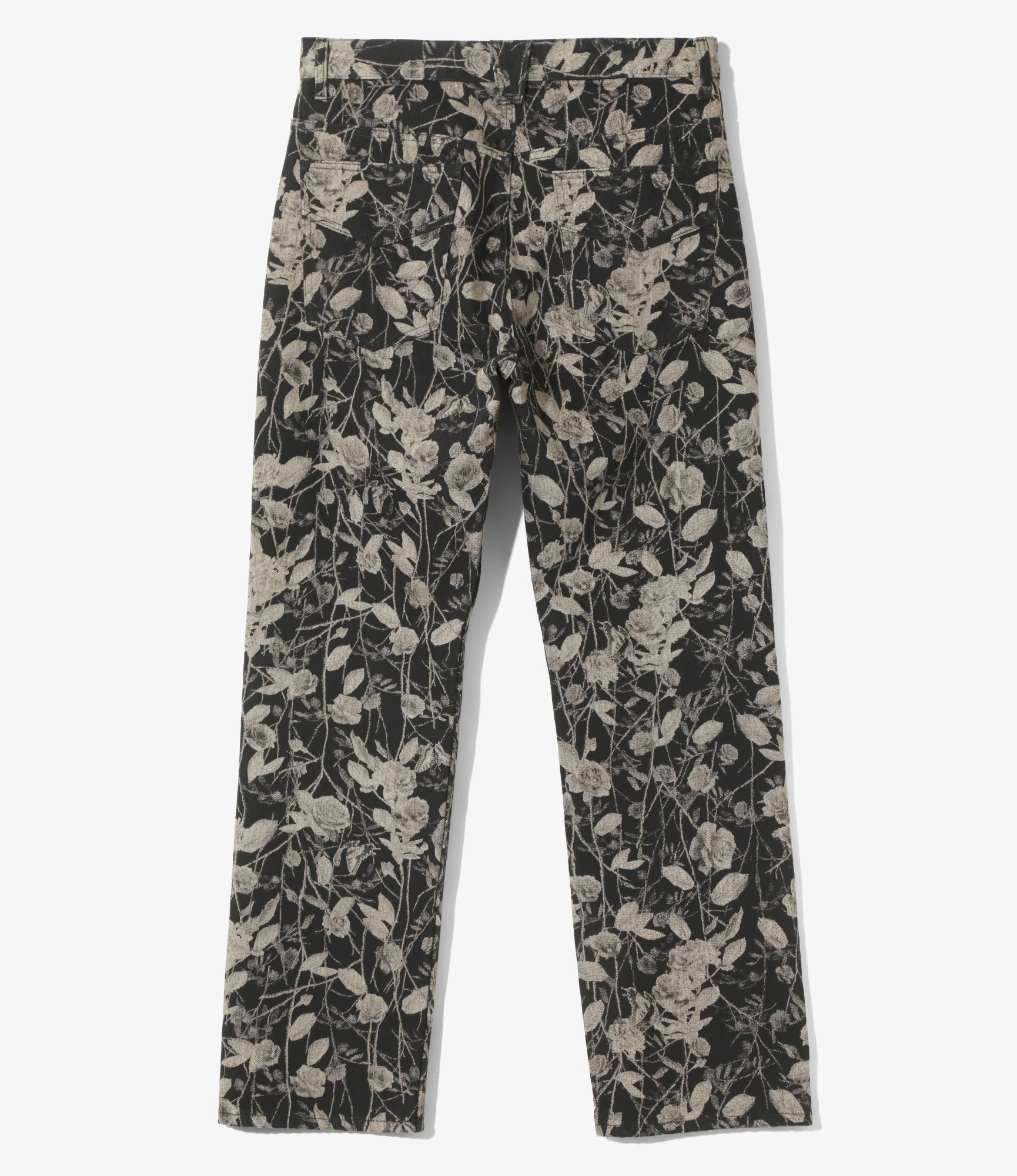 Straight Jean - Black - 13oz Denim / Rose Printed - Image 4