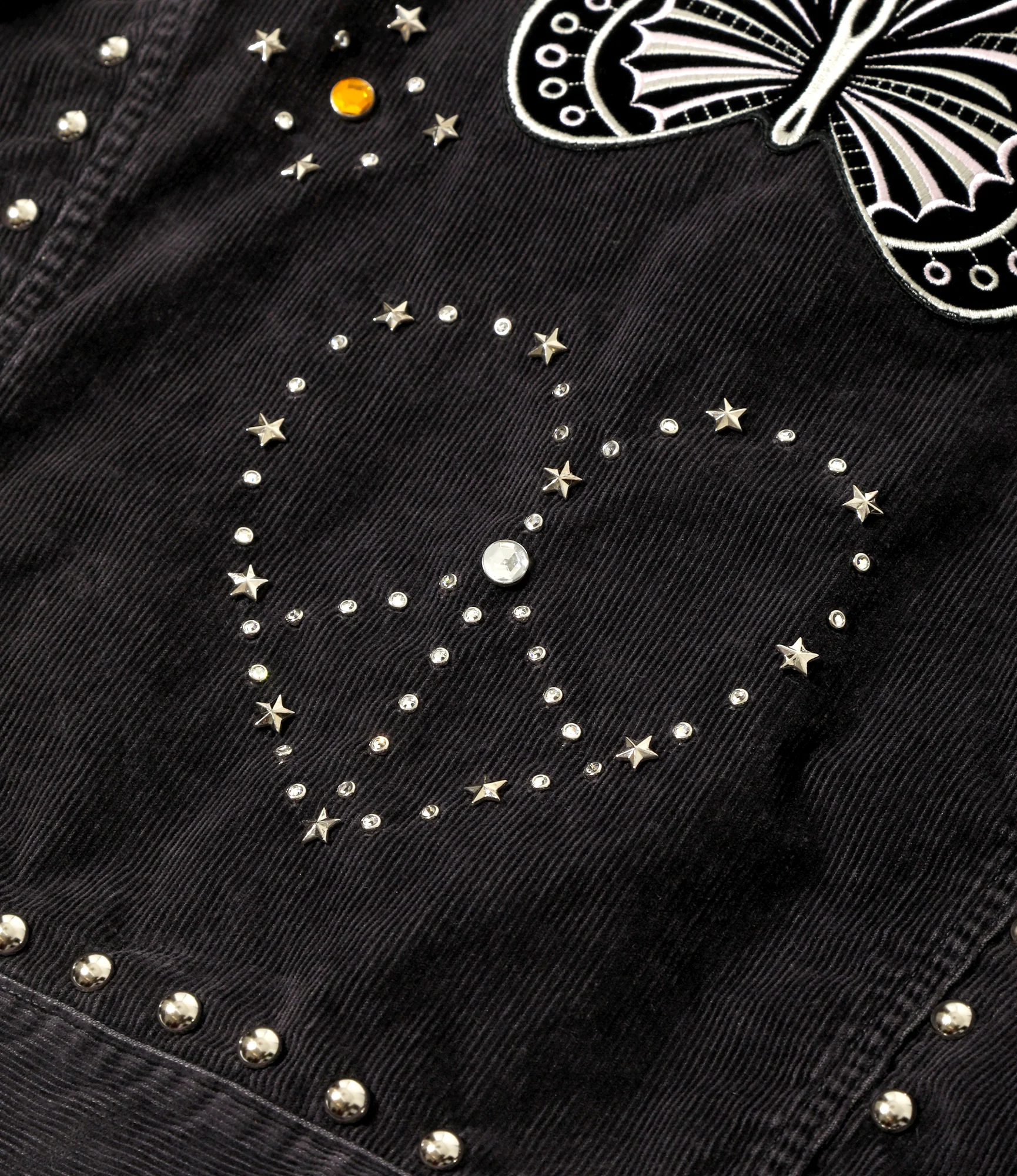 Studded Jean Jacket - Black - 14W Corduroy - Image 6