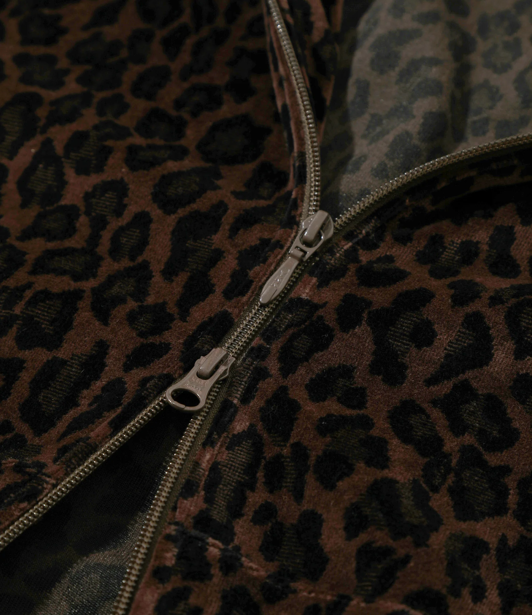 Track Hoody - Brown - Leopard Velour - Image 3