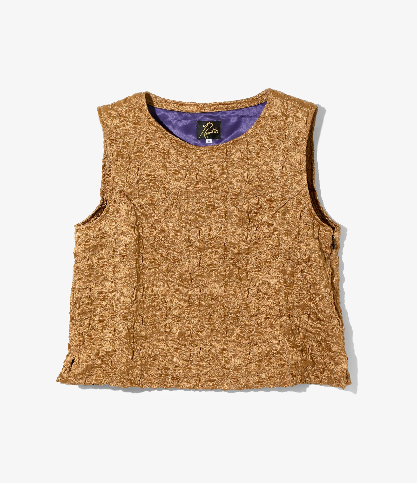 Women's C.C. Vest - Brown - Embroidery Satin