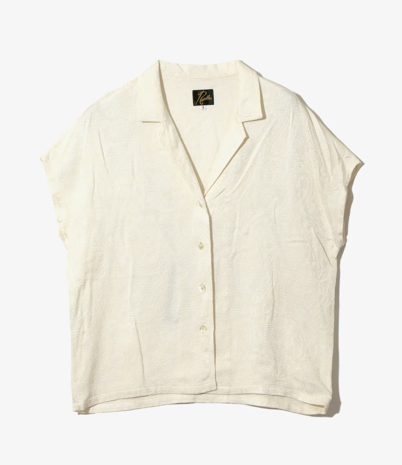 Women's French Sleeve Blouse - Off White - Paisley Jacquard