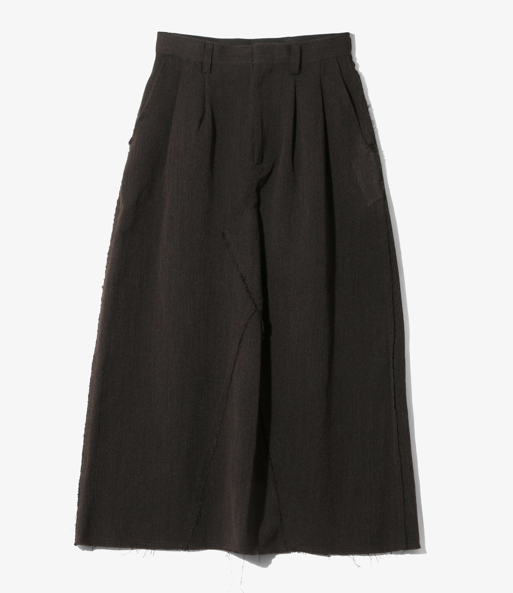 Women's Raw Edge Skirt - Brown - W/L Herringbone