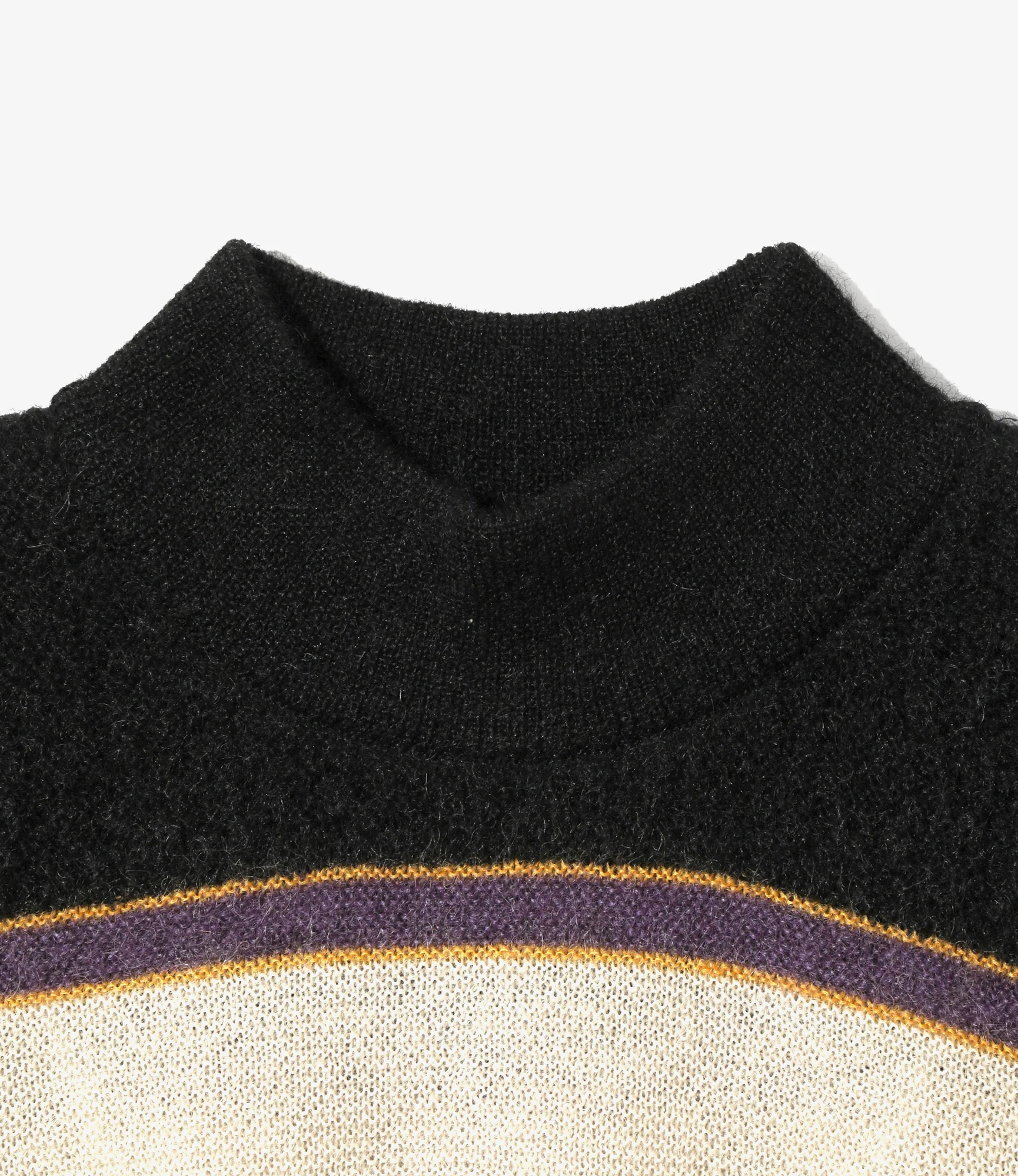 Women's S/S Mock Neck Sweater - Black - Crepe Weave Stripe - Image 2