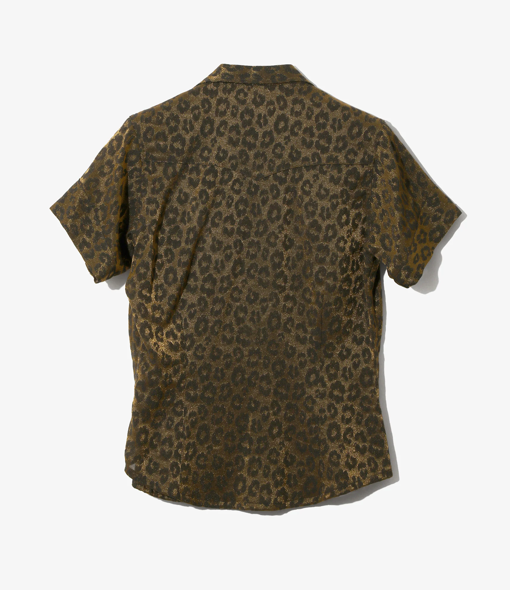 Women's S/S Western Blouse - Gold - Rayon Leopard Jacquard - Image 3