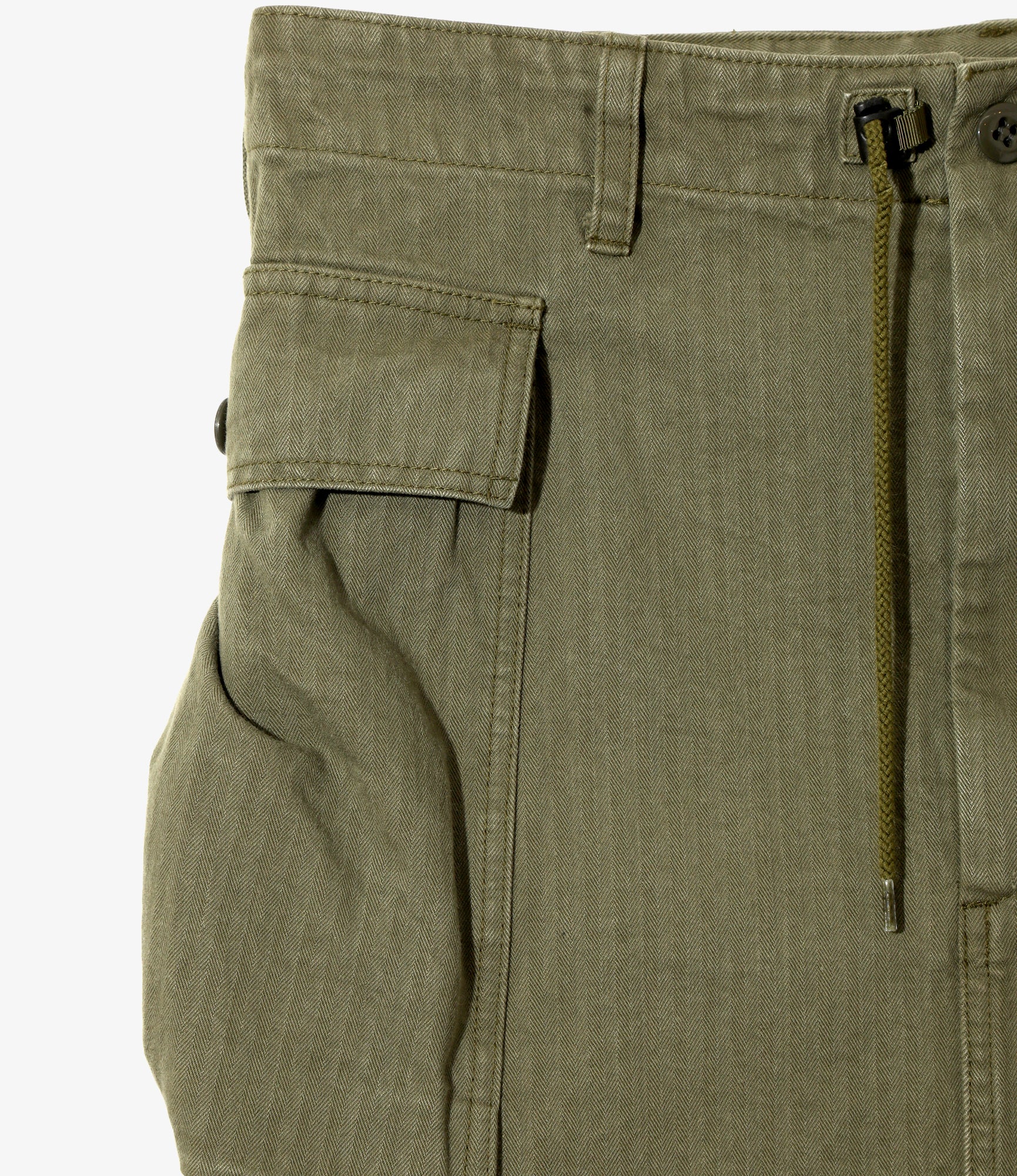 Women's String Field Skirt - Olive - Cotton Herringbone - Image 2