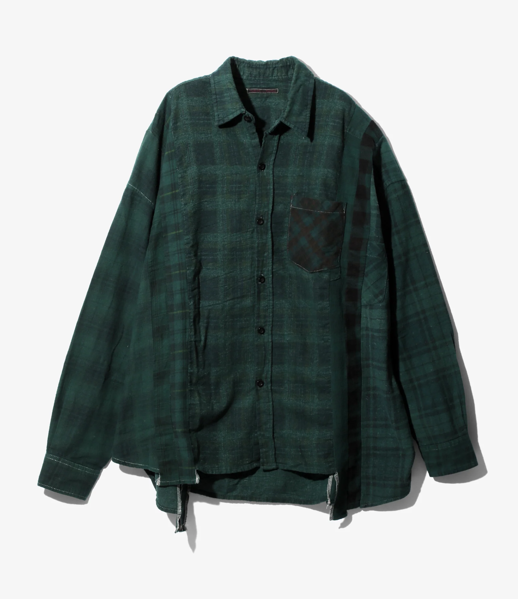Flannel Shirt -> 7 Cuts Wide Shirt / Over Dye - Dk. Green