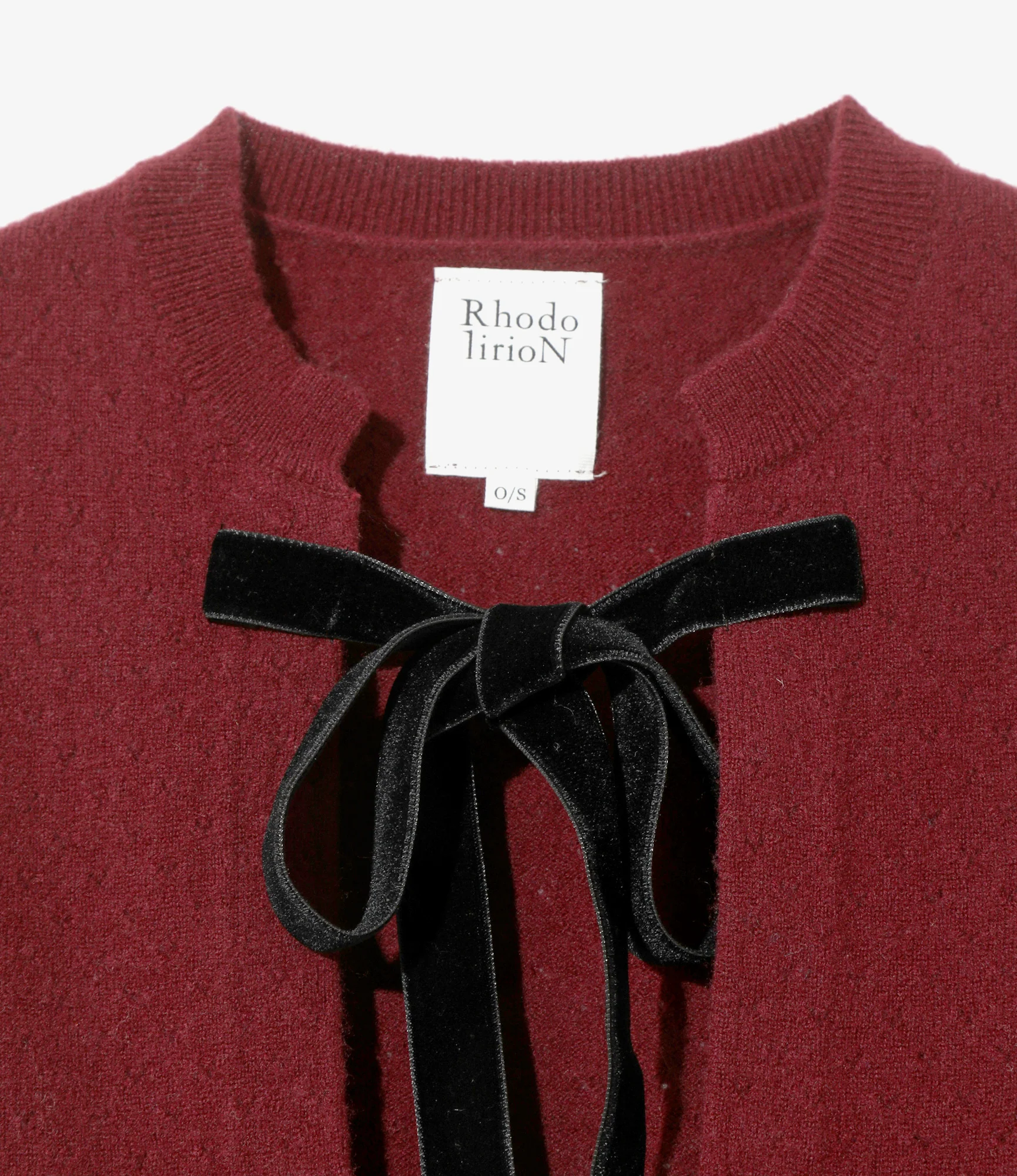 Ribbon Cardigan - Burgundy - Boiled Knit - Image 2