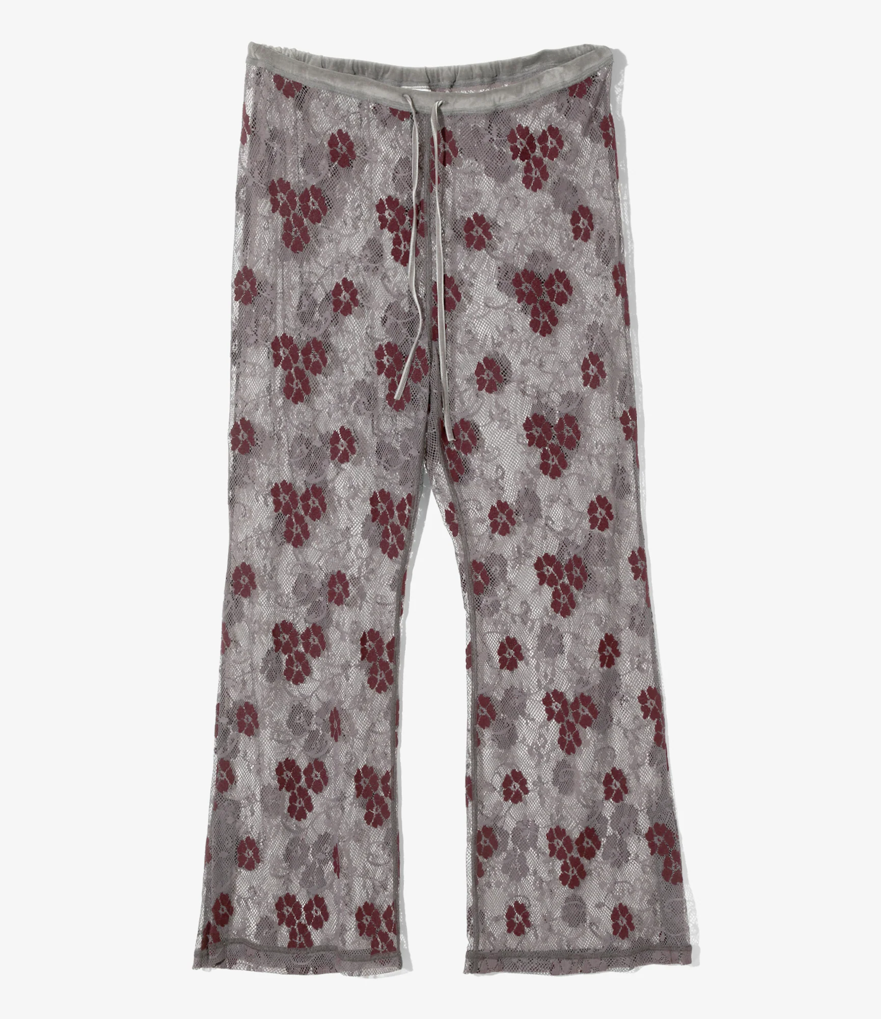 Slit Flare Pants - Grey - Flower Lace
