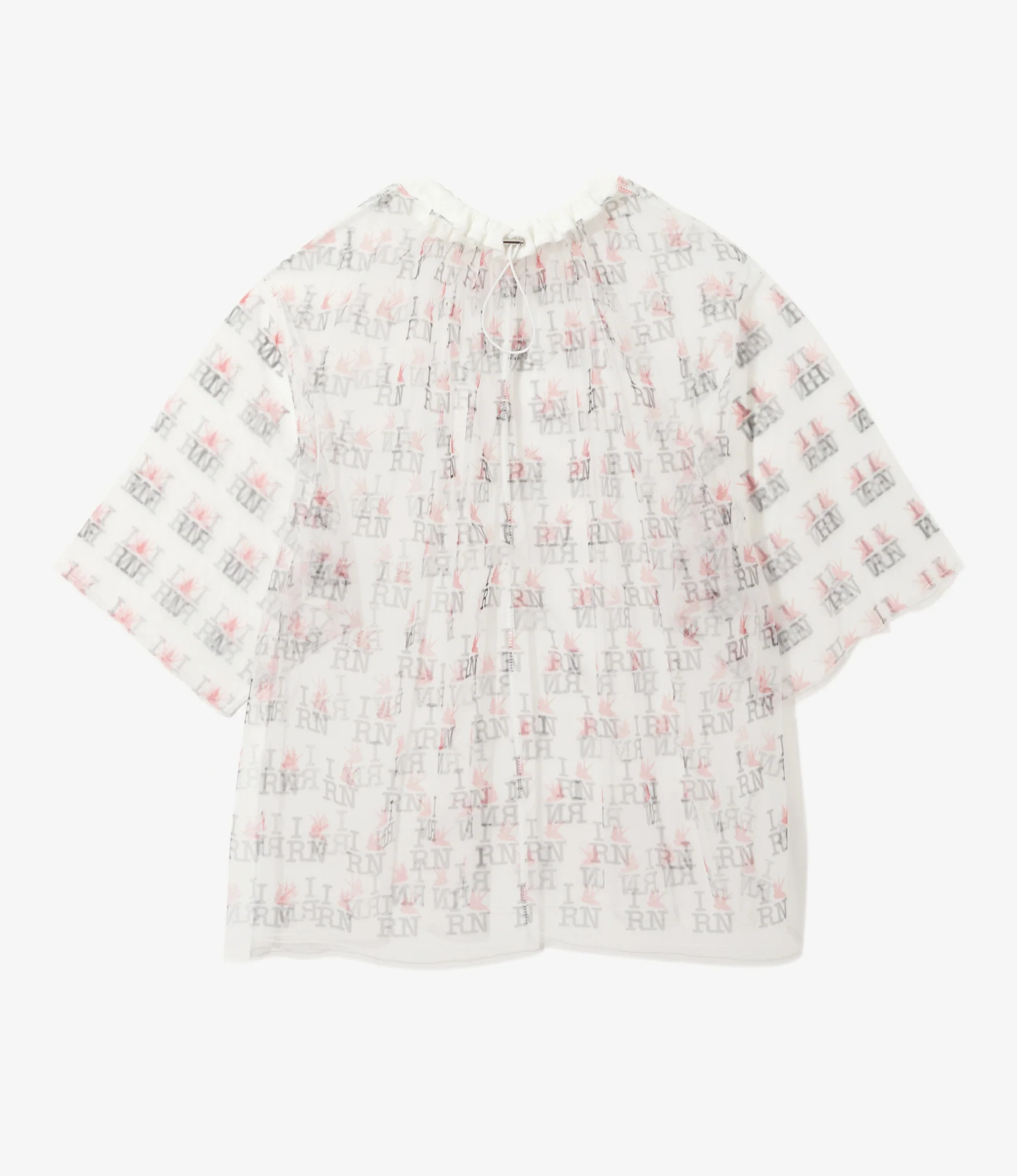 Women's Crew Neck Shirt - Off White - Original Printed Tulle - Image 3