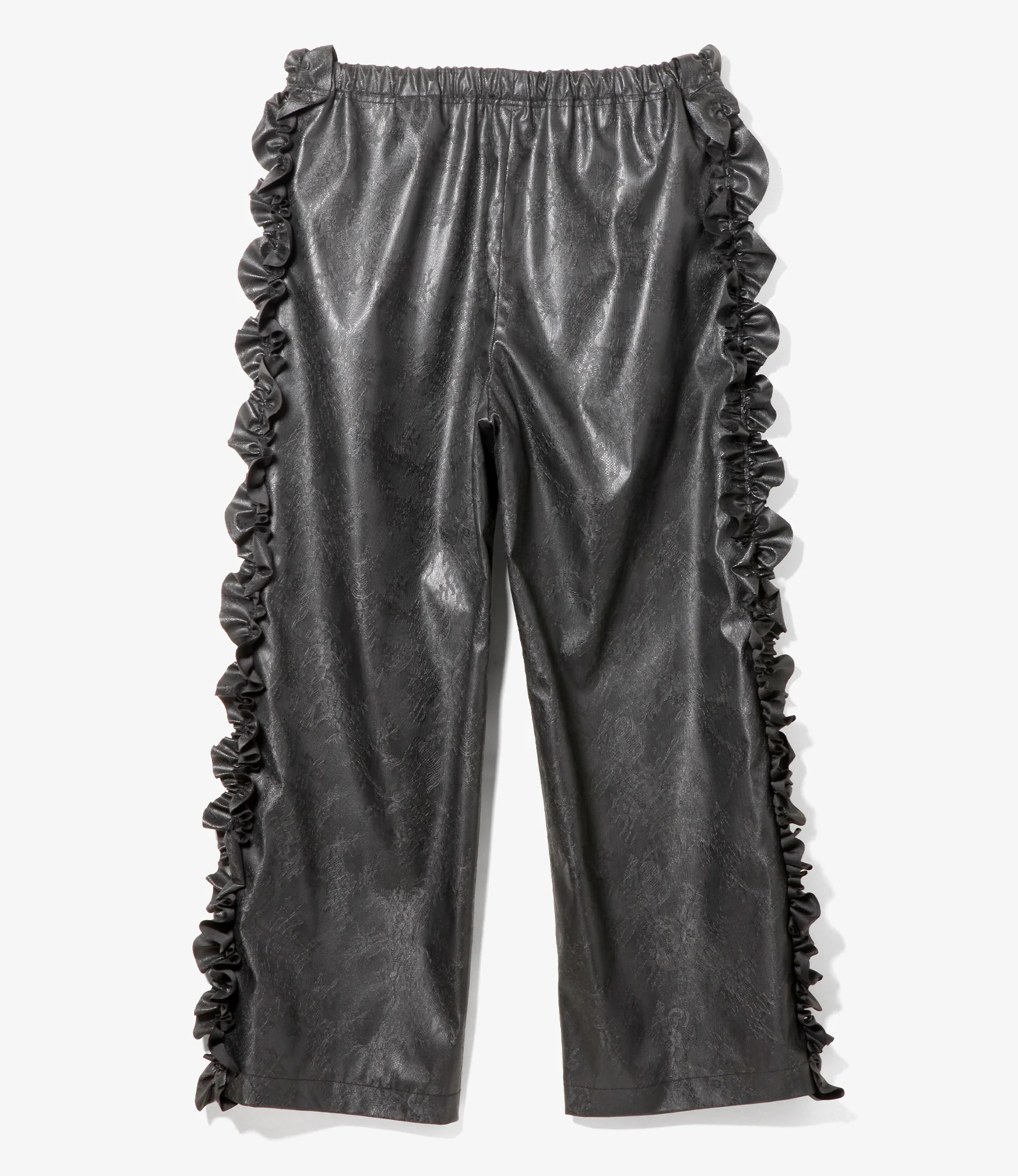Women's Frill Side Flare Pant - Black - Synthetic Leather - Image 4