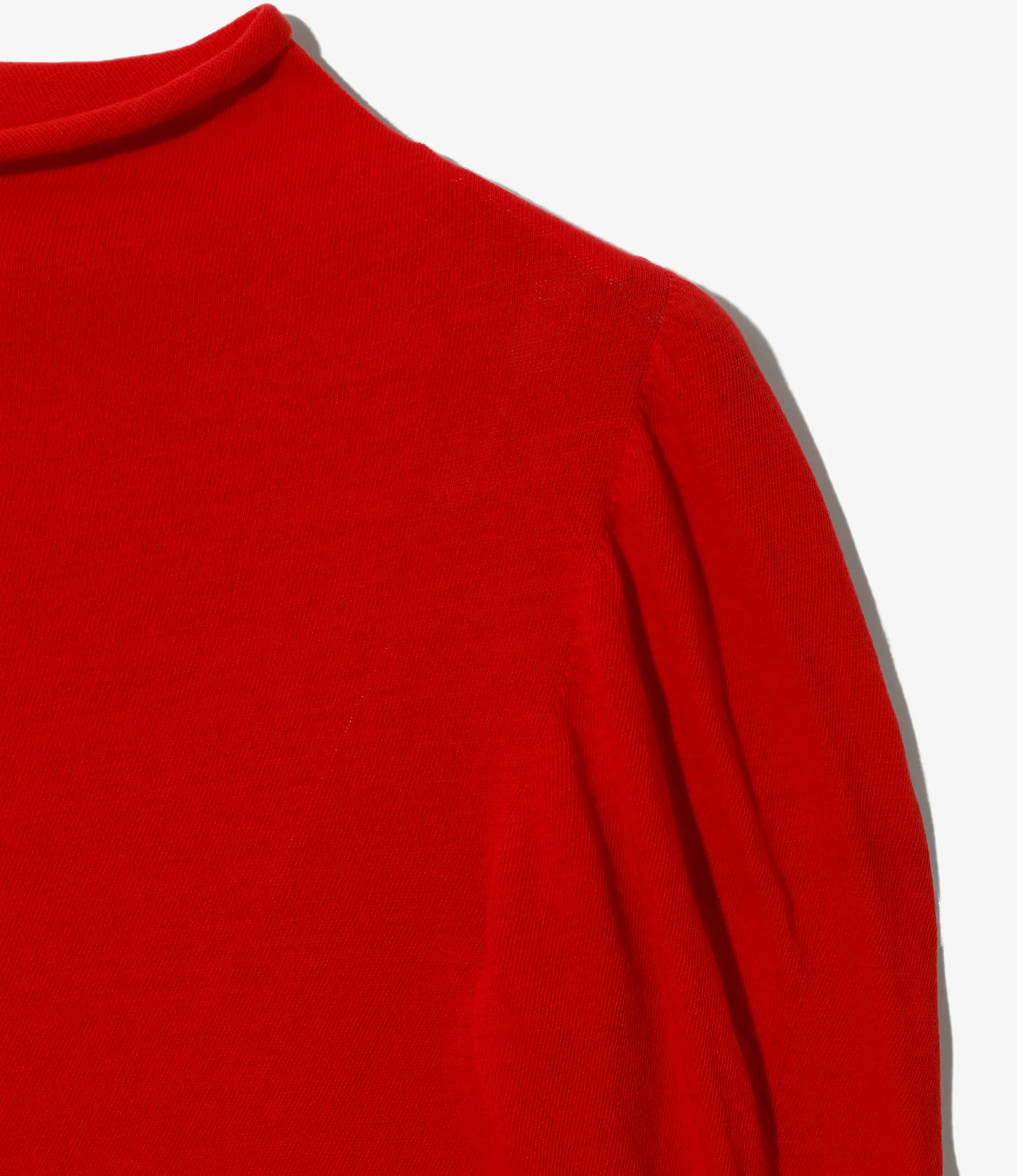 Women's Puff Sleeve Sweater - Red - Sheer - Image 2