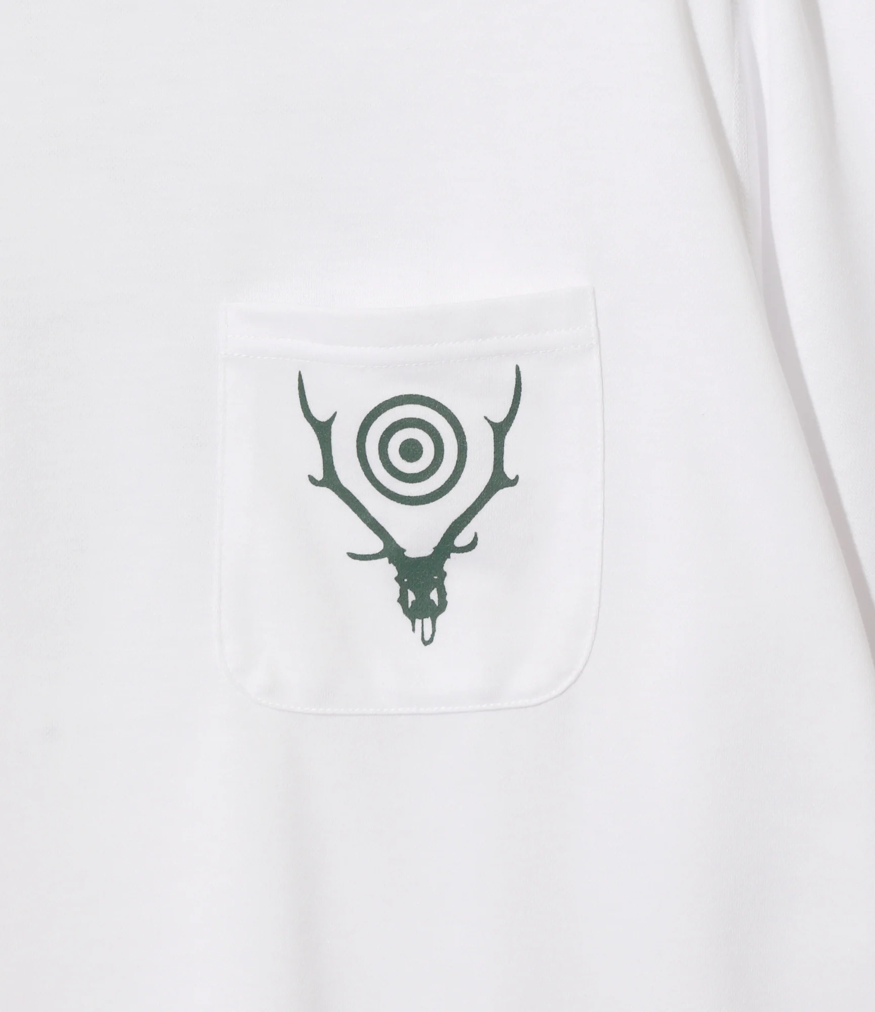 Women's S/S Round Pocket Tee - White - Circle Horn - Image 2