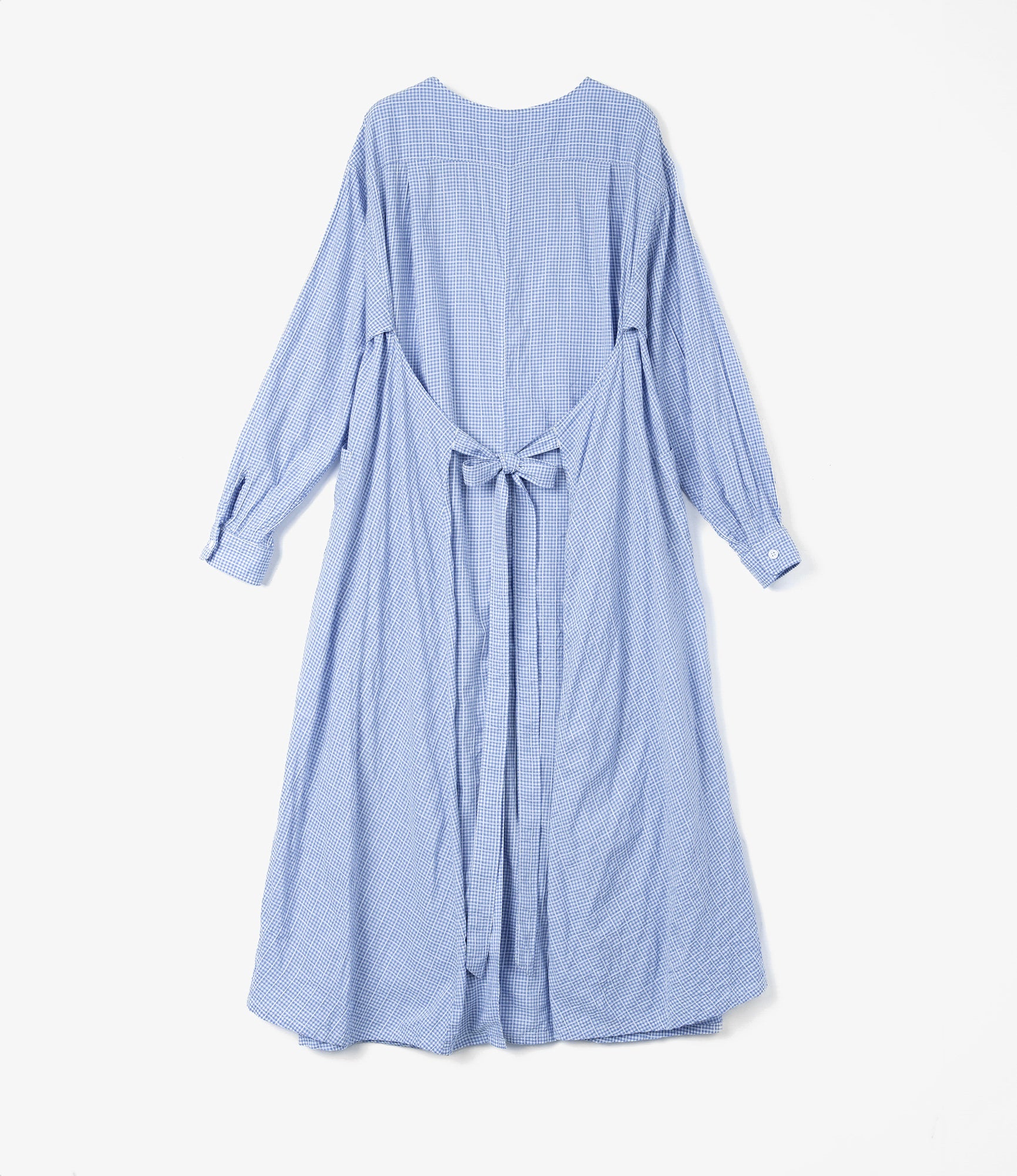 Women's Tie Dress - Lt. Blue Windowpane Gingham - Image 4