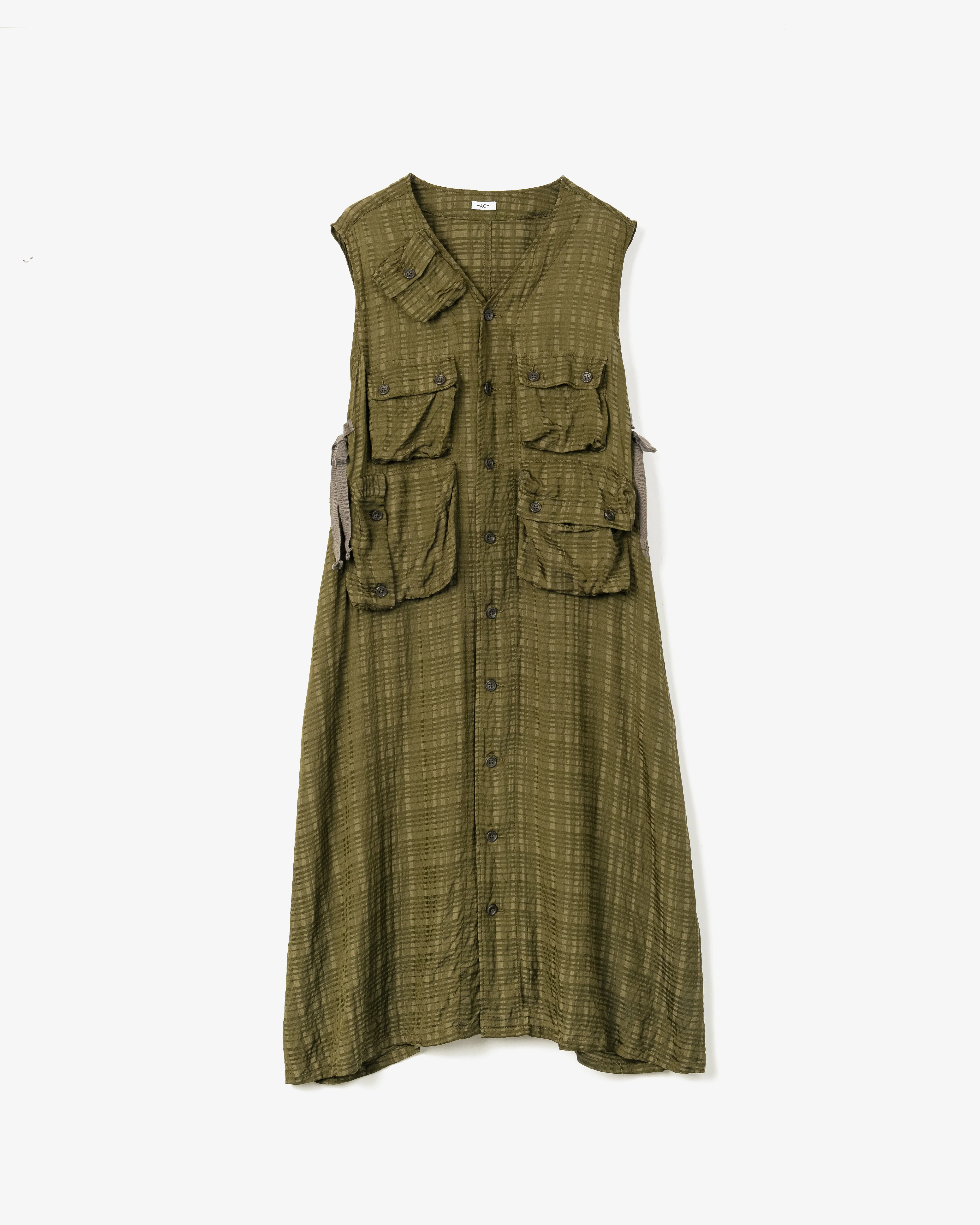 Women's C-1 Dress - Olive Check Rayon Cotton