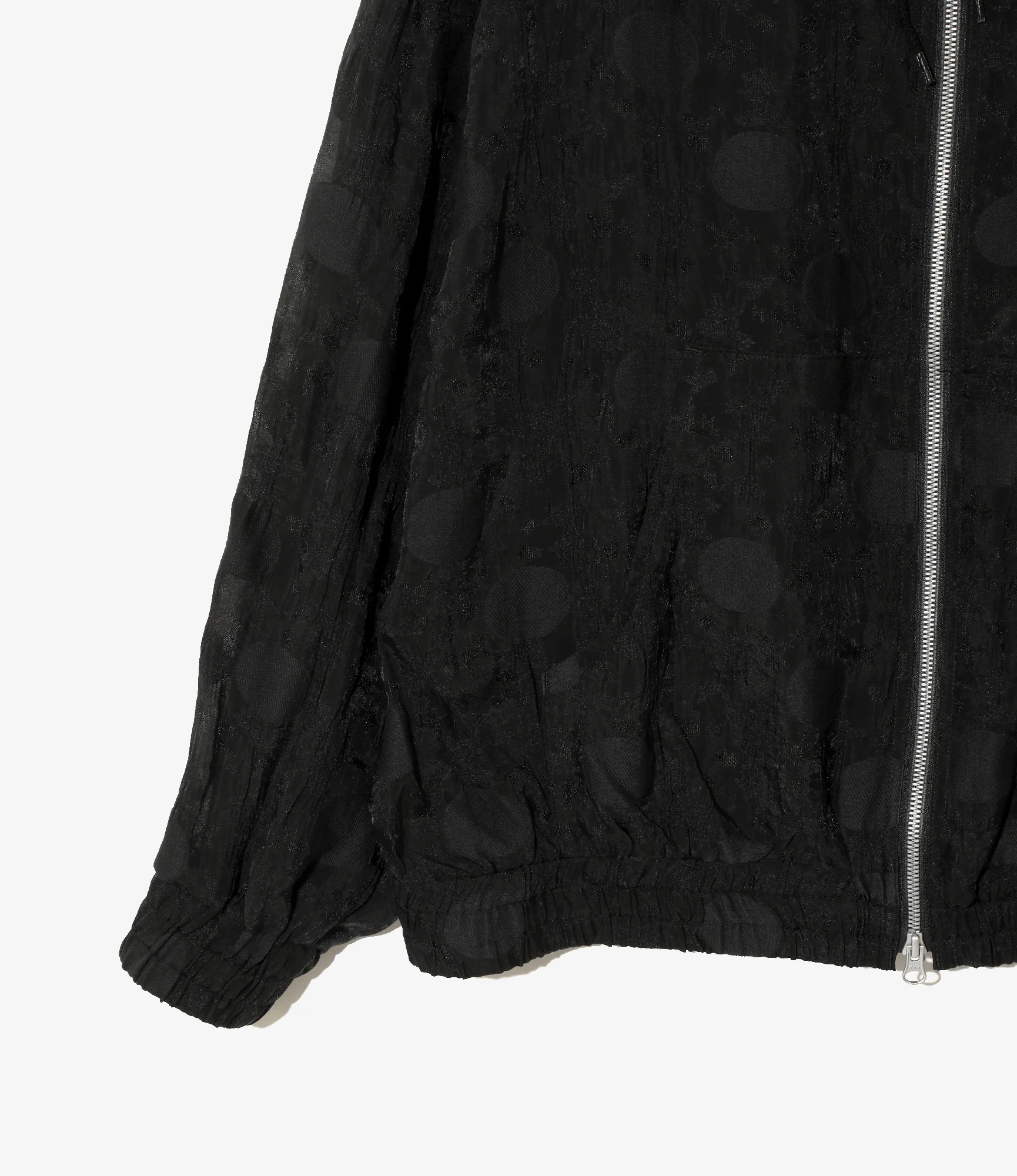Zipped Work Hoody - Black - Shrunken Jacquard / Polka Dots - Image 3